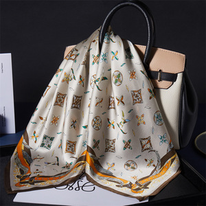 Pañuelo <span class=keywords><strong>de</strong></span> Seda <span class=keywords><strong>de</strong></span> Morera 100% Meng, Cuadrado <span class=keywords><strong>de</strong></span> 68x68cm, Estampado Floral, para Primavera <span class=keywords><strong>y</strong></span> Otoño - Product Image 1