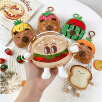 Porte-monnaie en peluche hamburger mignon avec logo personnalisé, style INS, breloque de sac, porte-clés, rangement pour écouteurs, pour enfants