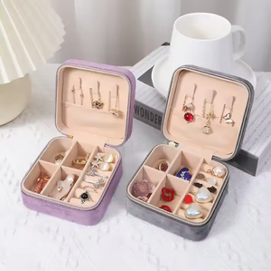 Sẵn sàng để tàu bán buôn nhung flannel lưu trữ đồ trang sức hộp Tổ chức dây kéo du lịch trường hợp đồ trang sức trường hợp - Product Image 2