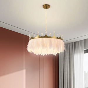 Lampadari a sfera con corona di cristallo con piume di struzzo lampada da <span class=keywords><strong>soffitto</strong></span> con nappe paralume decorativo da Bar - Product Image 6