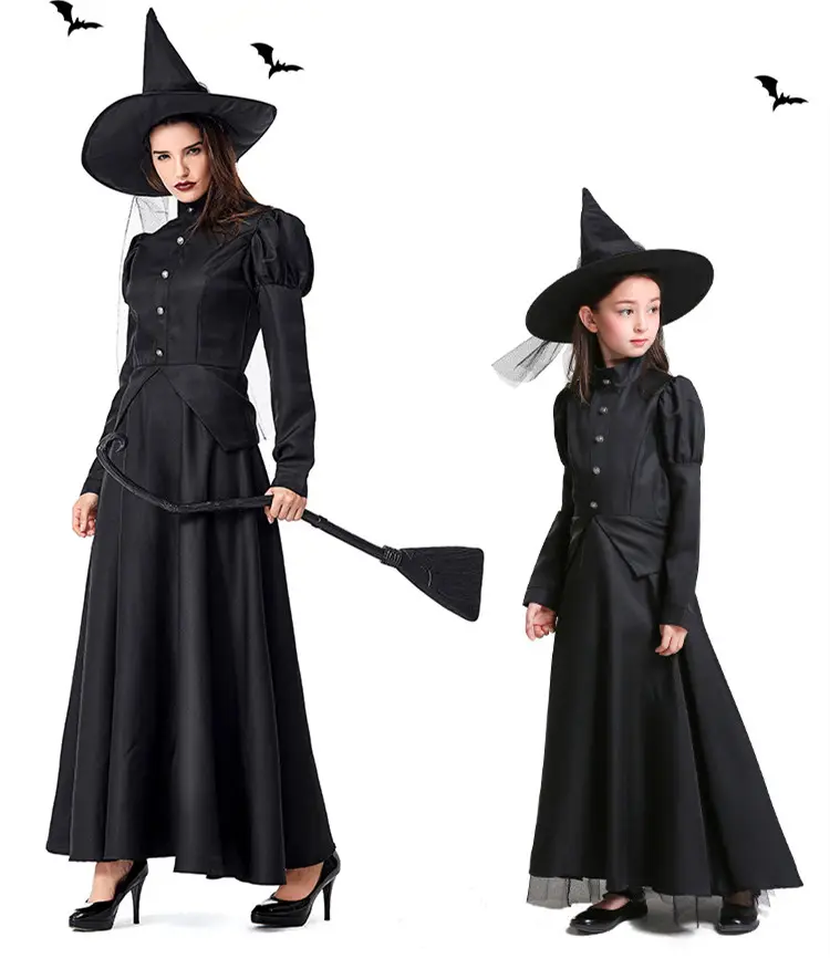 חדש קוספליי האשף של עוז תלבושות עבור בנות ונשים ליל כל הקדושים תחפושת אמא בת קוסם מכשפה תלבושות שחור