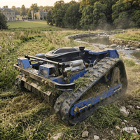 Mesin Pemotong Rumput Mini Robot Crawler dengan Remote Control, Brush Cutter, Flail Mower, Sekop Salju 500mm untuk Kebun dan Pertanian Skala Kecil
