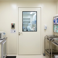 Porte intérieure médicale en acier inoxydable, battante, hermétique en PVC, antivol, pour blocs opératoires, salles blanches et laboratoires, certifiée CE ISO