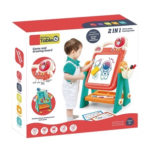 <span class=keywords><strong>Tableau</strong></span> de dessin <span class=keywords><strong>double</strong></span> <span class=keywords><strong>face</strong></span> 2 en 1, jouet éducatif avec blocs de construction, puzzle, <span class=keywords><strong>tableau</strong></span> de peinture, <span class=keywords><strong>ardoise</strong></span> d'écriture, chevalet, avec musique et histoires - Product Image 6