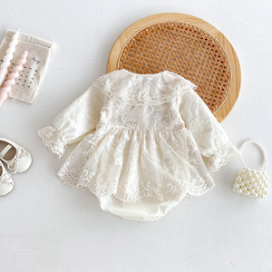Babykleding Lente Herfst Meisjes Romper Eén Maand Honderd Dagen Prinsessenjurk Pasgeboren Rompertje Eerste Verjaardag Feestelijke Kleding Katoen - Product Image 3