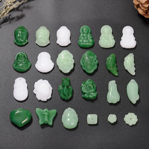 Pendentif en verre imitation jade, formes variées, pour la fabrication de colliers, accessoires de bijoux DIY, traitement nacré, origine Yiwu, collection Printemps - Product Image 4