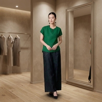 Ensemble haut et pantalon réversible en soie Xiangyun 100% mûrier, élégant et uni, coupe ample, inspiré du patrimoine culturel immatériel, vente en gros
