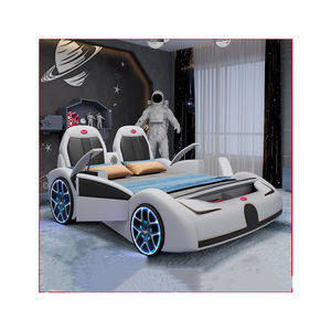 2021 Cartoon Bedroom Furniture Solid Wood Frame Kids Race Sports Car Bed Set For Children