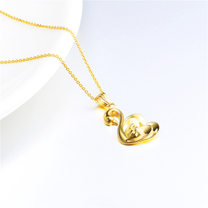 תכשיטי חיות יוקרתיים, שרשרת תליון ברבור מזהב מלא 18 קראט איכותי לנשים - Product Image 4