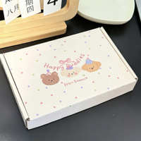 Boîte d'expédition en carton ondulé motif ours et chien de dessin animé, avec nœud à pois coloré, pour cadeaux