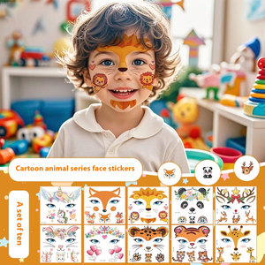 Adesivi per tatuaggio temporaneo con viso di animale per bambini trucco magico per feste di festa nuovi adesivi per viso di carta - Product Image 1
