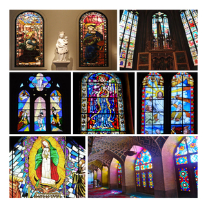 Feuilles de vitraux décoratives Verre d'<span class=keywords><strong>impression</strong></span> d'<span class=keywords><strong>art</strong></span> trempé numérique texturé pour l'église Verre Tiffany couleur lucarne à motifs - Product Image 6
