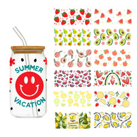 LETOP Custom Label 16OZ Glazen Bekers Wraps voor Fruit Serie Waterdichte UV Beker Transfer Stickers