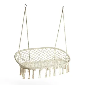 Outdoor Indoor Durable Garden Net twine knitting Patio 2 Seats Double Swing Chair Set Customized