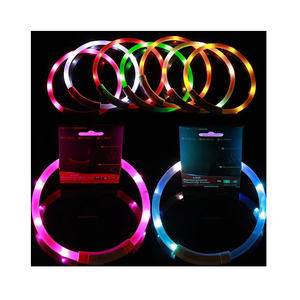 Moda varios colores luz intermitente USB recargable luminosa noche seguridad brillante paseo perro LED gato mascota pérdida prevenir collar - Product Image 1