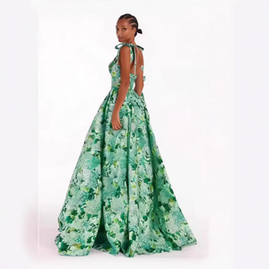 Vestido de Noche con Estampado Floral y Hombros Descubiertos, Cintura Imperio, Largo y Elegante para Mujer, con Cierre Frontal y Tela Transpirable - Product Image 2