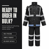 Vêtements de pluie de sécurité noirs en tissu Oxford 300D enduit PU haute résistance pour le contrôle du trafic, logo et couleur personnalisés