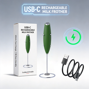 Ensemble <span class=keywords><strong>mousseur</strong></span> à <span class=keywords><strong>lait</strong></span> portatif en acier inoxydable de qualité supérieure avec support, fonctionnant sur piles, <span class=keywords><strong>pichet</strong></span> à mousse de 350 ml + 4 pochoirs pour latte art - Product Image 5