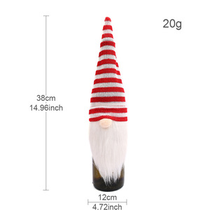 Sang Trọng Giáng Sinh Trang Trí Faceless Búp Bê Rượu Vang Chai Bìa Dệt Kim Rừng Người Già Nhà Hàng Trang Trí Với Phong Cách Thanh Lịch - Product Image 6