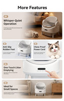 Bac à litière pour chat entièrement automatique et intelligent, 2 modes de fonctionnement, protection anti-pincement multi-niveaux, grande capacité, bac à litière électrique désodorisant pour chat