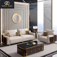 Ensemble Canapé en Cuir Italien de Luxe Léger pour Salon, Design d'Intérieur Complet pour Villa de Luxe Moderne