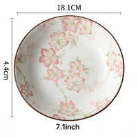 Assiette en céramique écologique de haute qualité à motif végétal nordique, 7-8 pouces, finition brillante, logo personnalisable, compatible lave-vaisselle