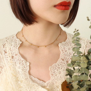 18K Gold Stainless Steel Round Bead Statement <b>Choker</b> Necklace | Hypoallergenic Waterproof Classic Design - Product Image 3