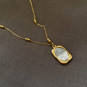 <span class=keywords><strong>Collier</strong></span> Fleur Rose Vintage en Acier Inoxydable Plaqué Or 18 carats Effet Miroir Argenté pour Femme, Étanche, Luxe - Product Image 4