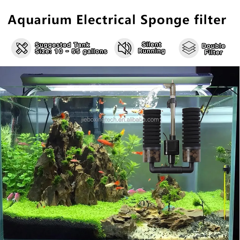 Aquarium Điện Điện Sponge Lọc Với Máy Bơm Nước 5W Im Lặng Chìm Bọt Lọc Bộ Lọc Đôi Cho Nước Ngọt Nước mặn