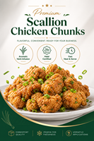 Morceaux de poulet frit surgelés premium infusés aux ciboulettes, certifiés Halal, croustillants, style asiatique, pour la vente en gros