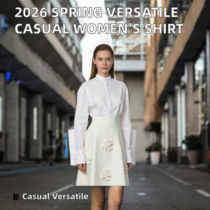 Camisa Blanca de Cuello Alto para Mujer, Manga Larga, Estilo Retro Casual, Primavera - Product Image 2