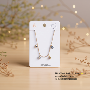 Collar de Acero Inoxidable con Colgante de Flor, Chapado en Oro, con Circonita Cúbica, para Uso Diario de Mujeres - Product Image 2