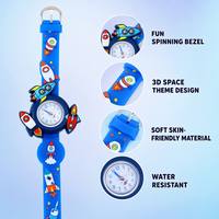 Reloj de Cuarzo Infantil con Diseño de Cohete Espacial Brillante y Giratorio