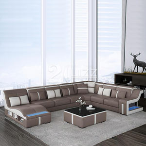 أثاث ذكي مستقبلي ليزا أريكة جلدية مقطعية حديثة على شكل حرف U مع كرسي قوس - Product Image 5