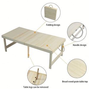Customized Natural Solid Wood Portable with Handles Foldable <b>Table</b> for Camping - Product Image 4