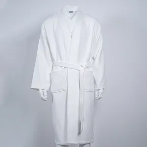 100% coton gaufré unisexe hôtel peignoir de bain luxe super doux absorbant hommes gaufre blanc kimono vêtements de nuit peignoir