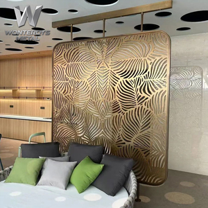 Cloison <span class=keywords><strong>de</strong></span> séparation murale au design moderne personnalisé, en acier inoxydable découpé au laser, finition PVD, pour bureau, <span class=keywords><strong>salon</strong></span>, galerie, club, <span class=keywords><strong>salon</strong></span> <span class=keywords><strong>de</strong></span> beauté - Product Image 6