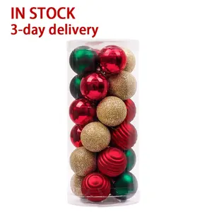 eaglegifts 40毫米24pcs红色和金色绿色防碎圣诞球饰品装饰