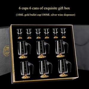 高級ワンカップホームワインセット金箔白ガラスクリスタルディバイダーショット & 弾丸ガラスビジネスギフト用 - Product Image 4