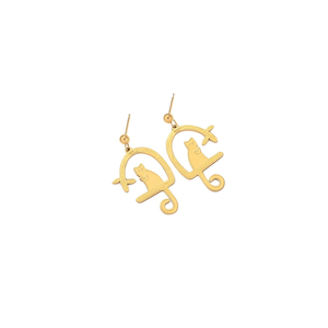 Orecchini con Pendente a Forma di Gattino in Acciaio Inossidabile, Colore Oro, Design Carino, Gioielli alla Moda per Donne - Product Image 2
