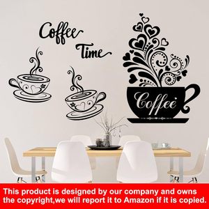คาเฟ่ร้านค้ารูปลอกติดผนังบ้านถ้วยชากาแฟแบบทำมือลอกออกได้สติกเกอร์ติดผนังกระจกติดผนังผนังผนังผนังผนังรูปถั่วนมในครัว - Product Image 3