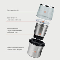 Moulin à café électrique portable, broyage rapide en 15 secondes, café, poivre, cannelle, design silencieux, gobelet de broyage détachable, acier inoxydable, usage domestique