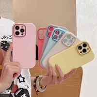 E11 Magnifique coque de téléphone hybride de haute qualité avec protection d'objectif couleur macaron pour iPhone 16 Pro Max 15 Pro 14