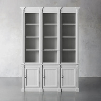 Bibliothèque Modulaire en Bois Massif Français, avec Rainurage Sculpté à la Main, pour Bibliothèque, Commode de Cuisine, Meuble d'Entrée, Vitrine de Présentation
