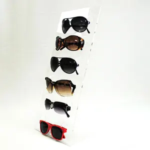 Factory Wholesale Slanted Acrylic Sunglasses Holder Clear 6 Eyewear Display Stand