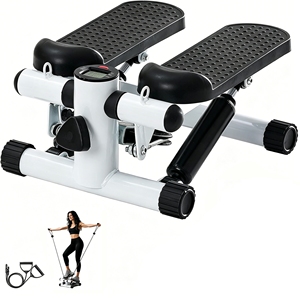 Steppeur d'intérieur multifonctionnel en acier, réglable, antidérapant, silencieux, petit steppeur pour la remise en forme avec bande de résistance - Product Image 1