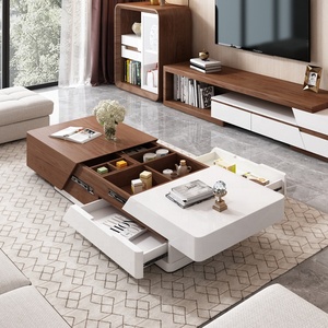 Wholesale Chinese Style Modern <strong>Rectangle</strong> Hidden Storage <strong>Table</strong> Basse Living Room Wood <strong>Coffee</strong> <strong>Table</strong> - Product Image 1