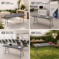 180cm Rattan-Optik Klapptisch Tragbarer HDPE-Kunststoff Gartentisch für Outdoor-BBQ & Veranstaltungen