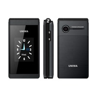 Teléfono Móvil Flip UNIWA X28 Fácil de Usar, Pantalla TFT de 2.8 Pulgadas, Radio Inalámbrica, Batería de 1200 mAh, Diseño para Personas Mayores, Doble SIM, 0.3MP