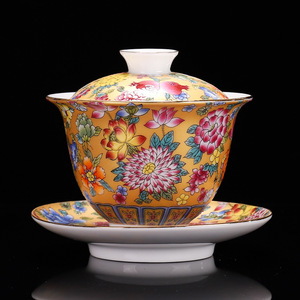 Selling Wholesale New Ceramic Chinese Pattern Porcelain Gaiwan Tea <b>Cups</b> <b>Set</b> - Product Image 5
